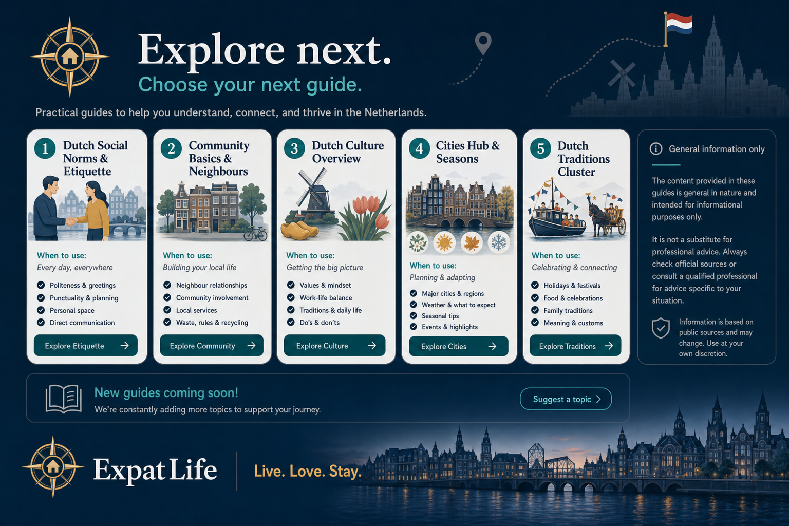 Premium explore-next cards — culture overview, social norms, community basics, festivals and cities.