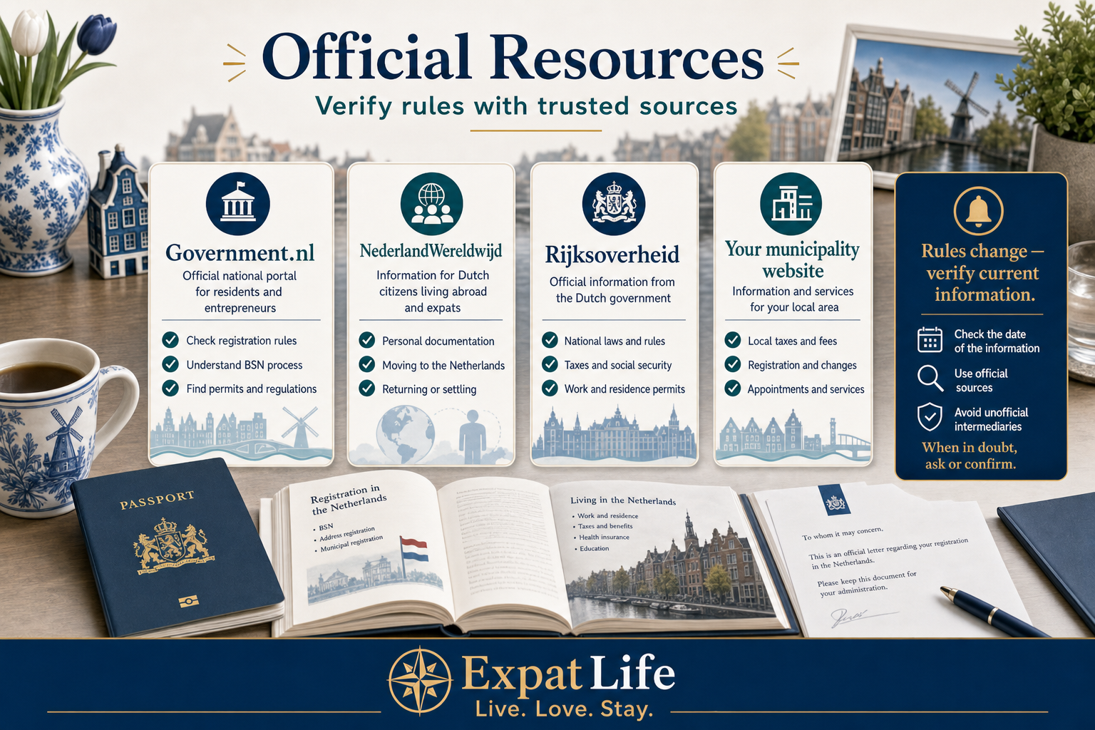 Premium infographic showing official municipality and government resources.