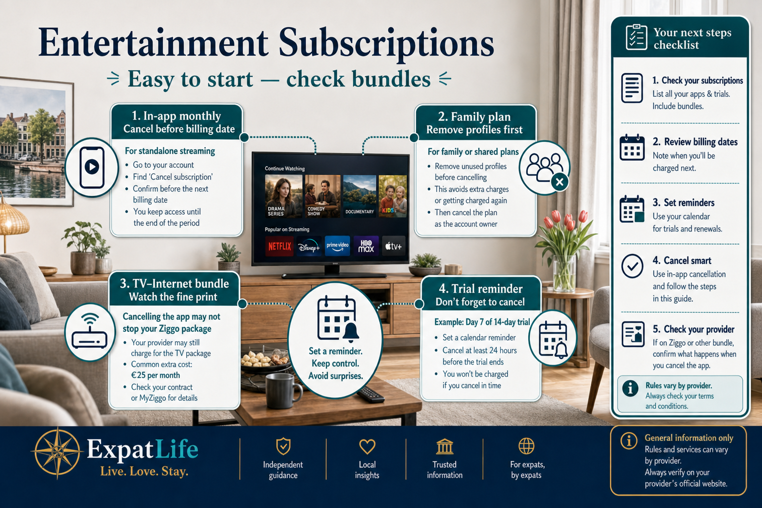Premium infographic of entertainment subscriptions in the Netherlands.